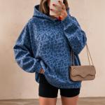 Women's Leopard-print Hooded Fleece-lined Sweatshirt