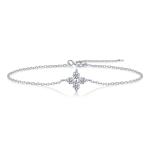 S925 Silver 1.6g Cross Moissanite Bracelet, 4x3mm D VVS1, 16&5cm Adjustable, GRA Certified