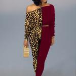 Sexy Leopard Print Off-the-shoulder Suit For Women