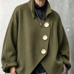 Loose-Fit Retro Womens Coat With Large Buttons