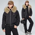Hooded Cotton Coat With A Large Fur Collarfashionable And Easy To Style
