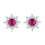 S925 Silver 2.6g Star Design Lab-Created Ruby Stud Earrings, 0.5ct 5mm, Pair