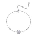 S925 Silver 1.5g Moissanite Bracelet, 1ct Halo D VVS1, 16&5cm Adjustable, GRA Certified