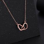 S925 Silver Heart-shaped Necklace With Engraved Double Heart Pendant