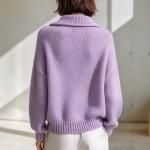Cardigan Asymmetric Wide Collar Pearl Buckle Knitted Sweater