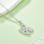 S925 Silver 1.7g Moissanite LOVE Necklace, Pave Heart Pendant, D VVS1, GRA Certified 42&3cm