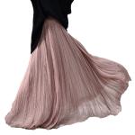 High-grade Nude Pleated Chiffon Big Swing Dress
