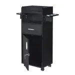 Beauty Salon Trolley Cart, Salon Cabinet With 360' Wheels, 6 Tool Holders, 1 Drawer, Salon Station Rolling Cart