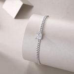 S925 Silver 1ct Princess Cut Moissanite Bracelet, 16&5cm Adjustable, D VVS1 GRA