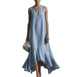 Fashionable V-neck Loose-fit Flared Womens Dress