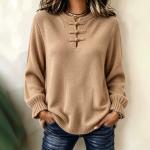 Women's Loose-Fit Casual Knitted Shirt With Stand Collar