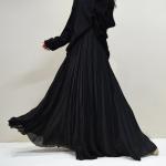 High-grade Nude Pleated Chiffon Big Swing Dress