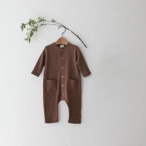 Solid-color Pocketed Chest-opening Baby Romper