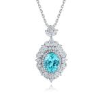 S925 Silver 4.3g Lab-Created Gemstone Necklace, 7.5x10mm Multi-Color, 40&5cm