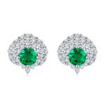 S925 Silver 1.8g Lab-Created Emerald Earrings, 0.6ct 4mm Cluster Studs, 1 Pair