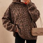 Women's Leopard-print Hooded Fleece-lined Sweatshirt