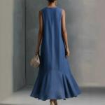 Fashionable V-neck Loose-fit Flared Womens Dress