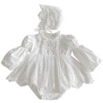 Halter-neck Long-sleeve Lace-trimmed Romper Hat