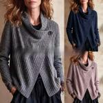 Women's Solid-Color Long-Sleeve Knit Top For Autumn And Winter