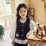 New Style Vest Shirt For Little Girlsfashionable Three-piece Set