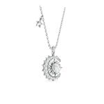 S925 Silver 1ct Moissanite Moon Star Necklace, D VVS1 Celestial Pendant, 40&5cm, GRA