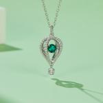 S925 Silver 2.5g 0.52ct Lab-Created Emerald Heart Necklace, 40&5cm