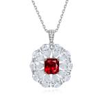 S925 Silver 7.7g Lab-Created Gemstone Necklace, 7x7.5mm Pendant, 5 Colors, 40&5cm