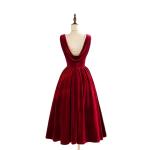 Retro-elegant Velvet-textured Christmas Evening Gown