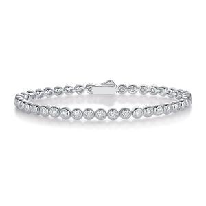 S925 Silver 13.2g Moissanite Tennis Bracelet, 40pcs D VVS1 Bezel Set, GRA Certified 16.5cm