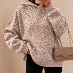 Women's Leopard-print Hooded Fleece-lined Sweatshirt