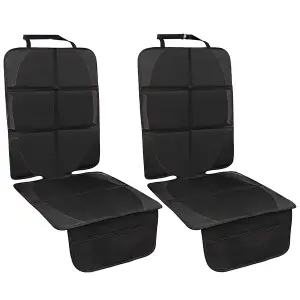 2 Packs Car Seat Protector Cushion Mat Pad With Thick Padding Protector For Child Baby Car Seat Mesh Pockets Non-slip
