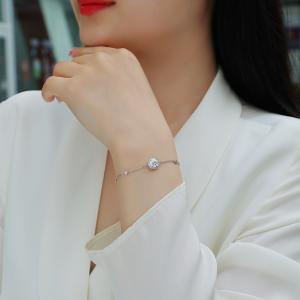 S925 Silver 1.5g Moissanite Bracelet, 1ct Halo D VVS1, 16&5cm Adjustable, GRA Certified