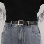 Matte Silver Metal Buckle Decorative Belt Unisex Korean Style Simple Versatile Jeans Leather Strap