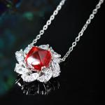 S925 Silver 5.6g Lab-Created Ruby Sapphire Emerald Necklace, 9x9mm Cushion Cut, 40&5cm