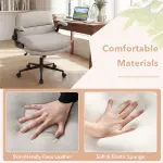 Criss Cross Chair With Flip-Up Arms, Faux Leather Cross Legged Office Chair With Adjustable Height & Rocking Function -Beige
