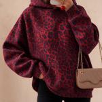 Women's Leopard-print Hooded Fleece-lined Sweatshirt
