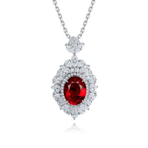 S925 Silver 4.3g Lab-Created Gemstone Necklace, 7.5x10mm Multi-Color, 40&5cm