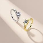 S925 Silver 3.1g 6mm D VVS1 Moissanite Solitaire Ring, GRA Certified US 5-8