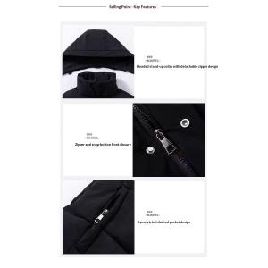 Black Minimalist Down Cotton Coat Extra-long Below-the-knee Style