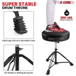 5 Core Drum Throne 3 Inch Thick Padded Comfortable Guitar Stool Double Braced Drummer Chair Height Adjustable Musician Seat For Adults And Kids Black - DS BLKCH BLK