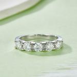 5-Stone Moissanite Wedding Band Ring, 4mm&5 D Color VVS1 S925 Silver Platinum Plated Anniversary Ring With GRA, US 5-9.