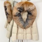 Cross-border Fox-fur Collar Mid-length Down Jacket, New Winter Style, Waist-cinching And Slimming, High-end Korean-style Fur Coat For Women