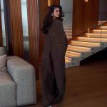 Women's Loose-fitting Deep-brown Elegant Dress