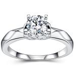 S925 Silver 3.1g 6mm D VVS1 Moissanite Solitaire Ring, GRA Certified US 5-8