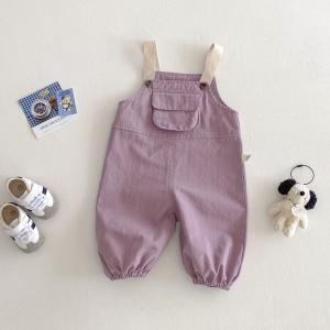 New Spring Girls Western Style Overalls Baby Contrast Color Boys Korean Style Pants