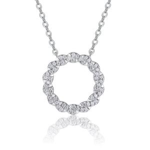 S925 Silver Moissanite Circle Necklace, 56pcs D VVS1 Pendant, 40&5cm, GRA Certified