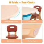 Brown Kids Table And 2 Chairs Set With 4 Storage Boxes, Toddler Activity Table For Drawing Playing Eating, Children Furniture For Indoor Outdoor