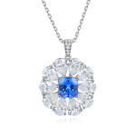 S925 Silver 7.7g Lab-Created Gemstone Necklace, 7x7.5mm Pendant, 5 Colors, 40&5cm