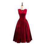 Retro-elegant Velvet-textured Christmas Evening Gown