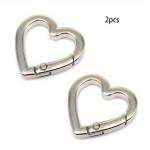 (silver)Spring Gate Heart Shape Ring Open Leather Bag Handbag Belt Strap Buckle Connecter Key Findings Pendant Snap Clip Trigger Hook